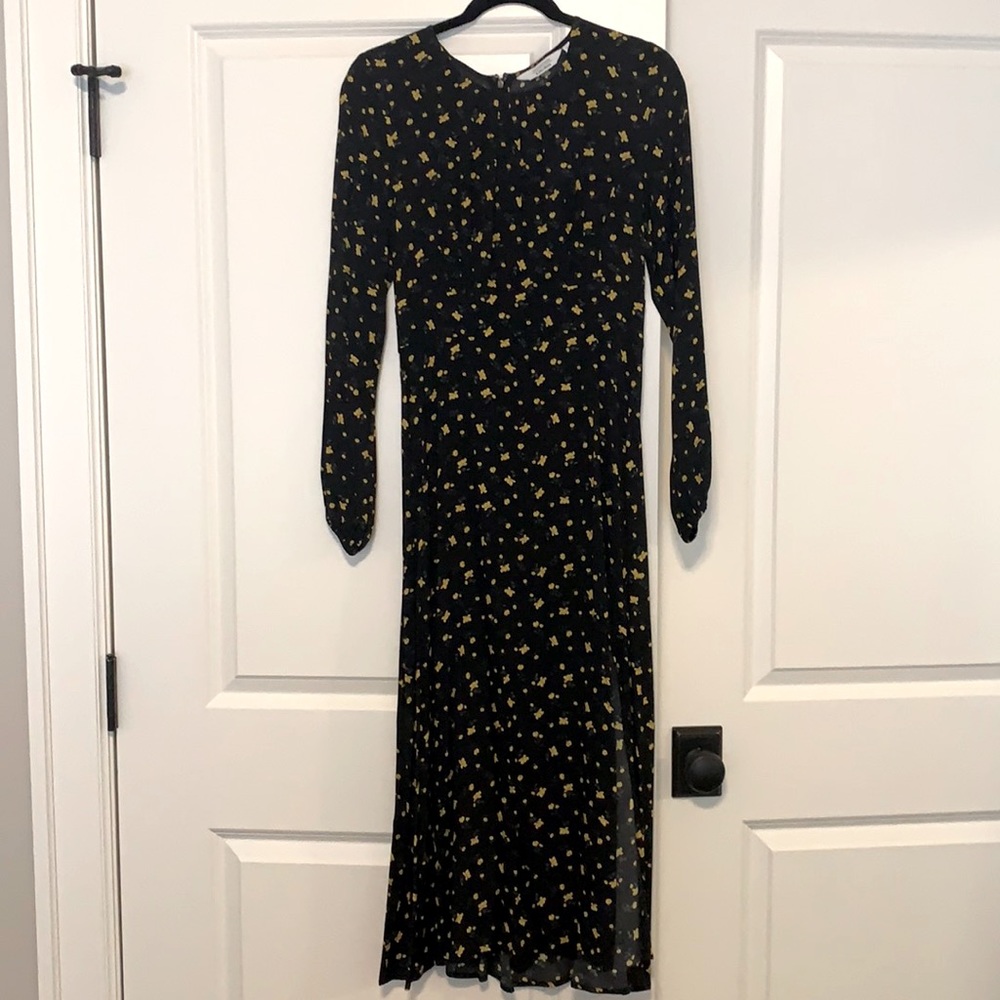 Black dress with yellow floral
